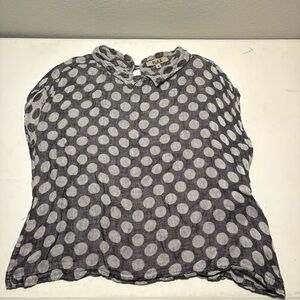 Flax Charcoal Polka Dot Women's Blouse